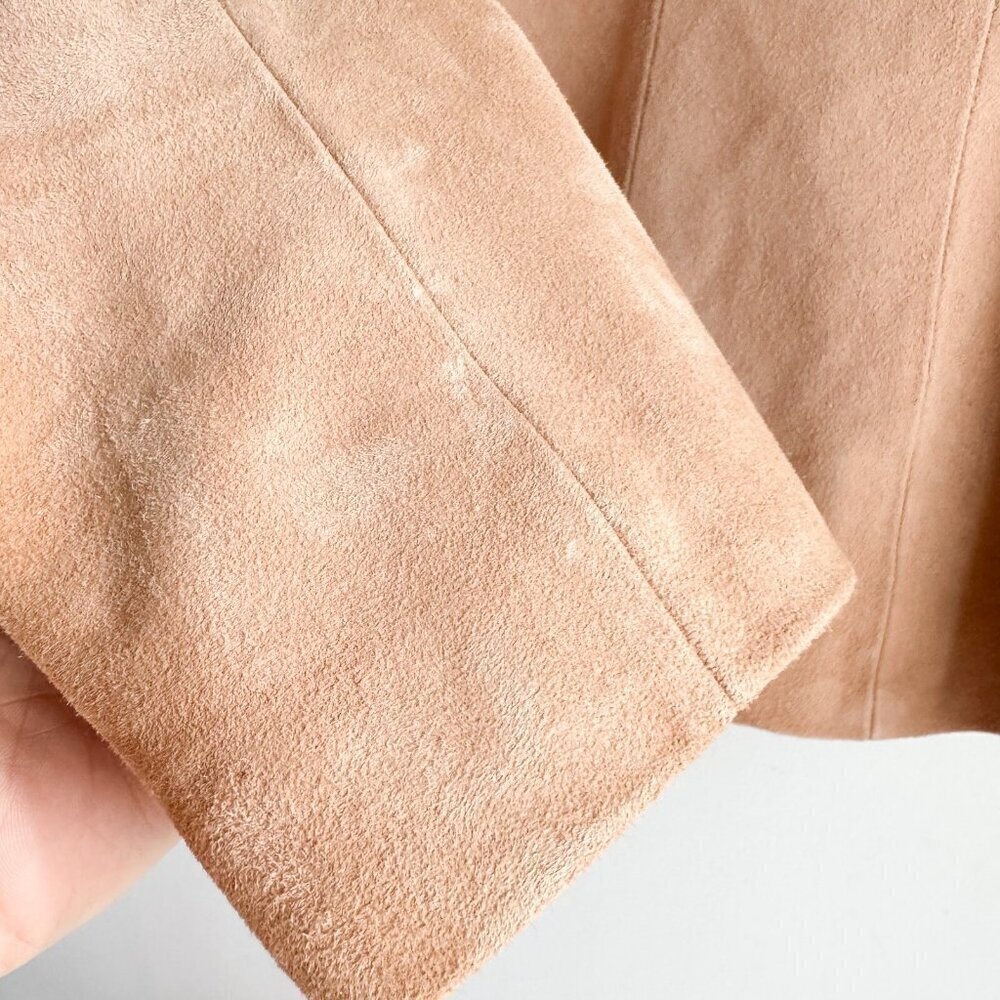 L'Agence Nude Beige Double Breasted Suede Goatskin Blazer 6 - Picture 9 of 14